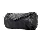 Black Leather Motorcycle Tool Bag Genuine Cowhide 9x4.5 Inch Universal Fit