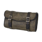 Brown Leather Motorcycle Tool Bag Genuine Waterproof Cowhide Universal Fit