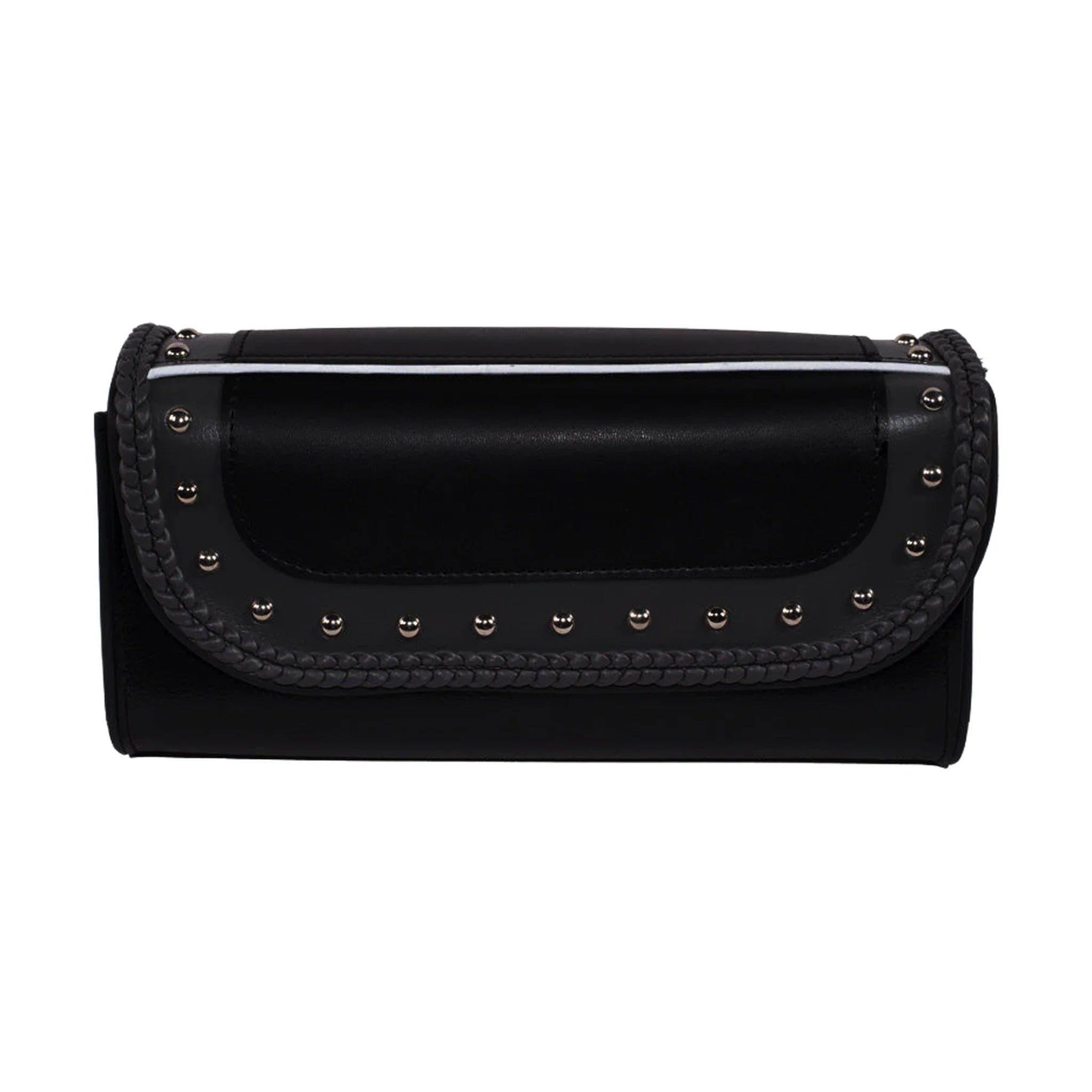 Dream Apparel 10" PVC Motorcycle Tool Bag With Gray Braids & Studs