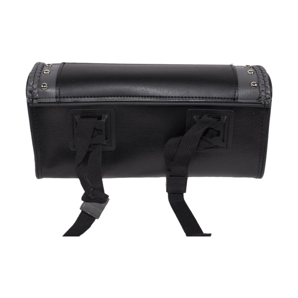 Dream Apparel 12" PVC Motorcycle Tool Bag With Gray Braids & Studs