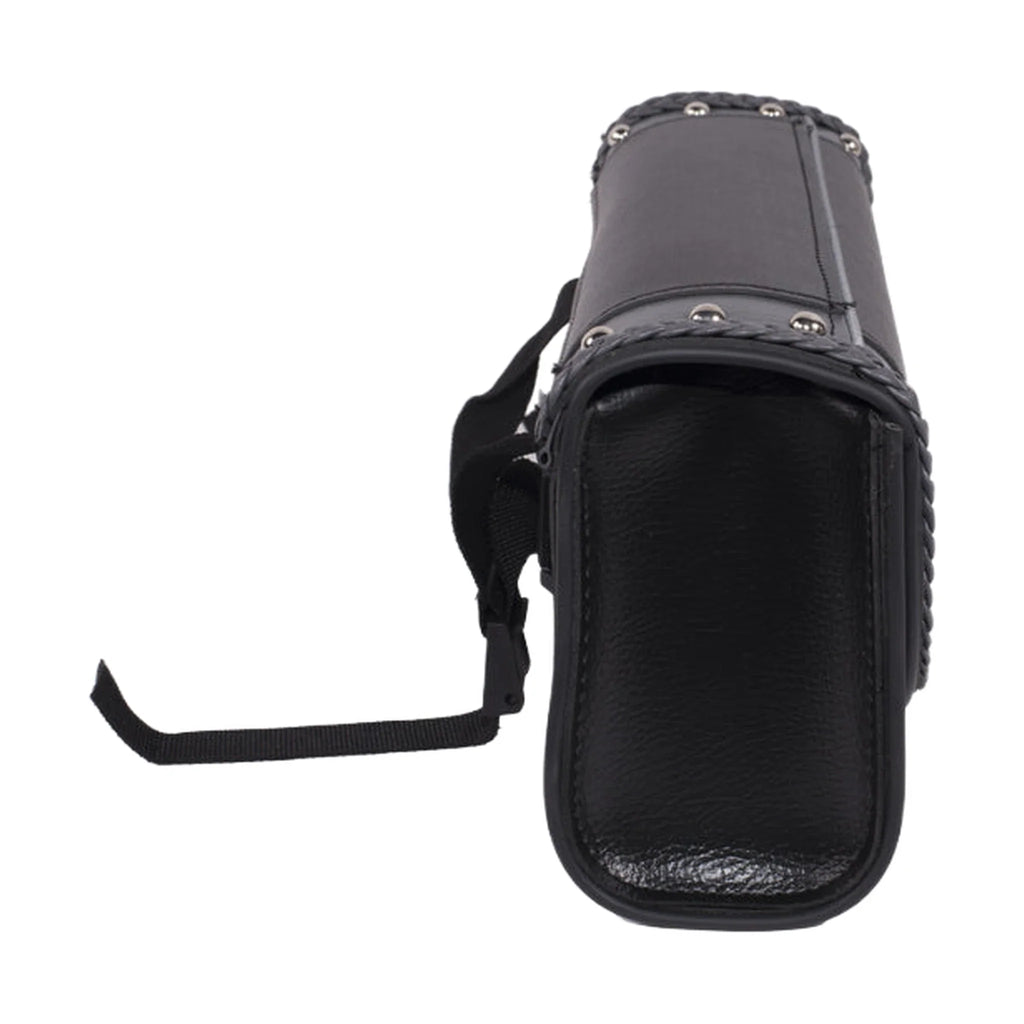 Dream Apparel 12" PVC Motorcycle Tool Bag With Gray Braids & Studs