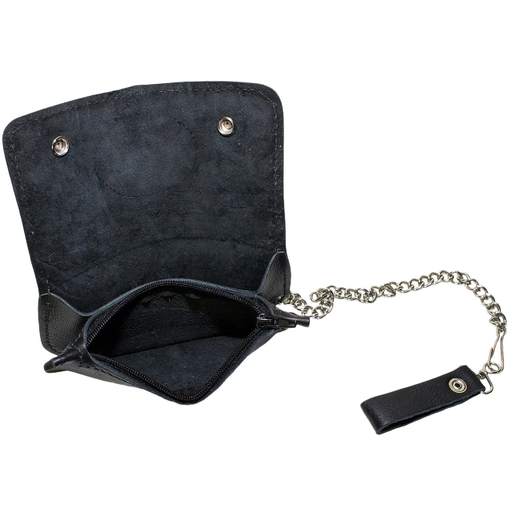 Leather Chain Wallet Dream Apparel Black Cowhide Southern Flag Bifold Secure