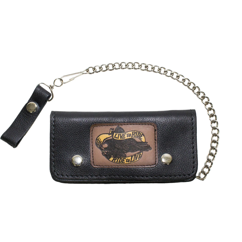 Live To Ride Chain Wallet Dream Apparel Black Leather Eagle Bifold Heavy Duty