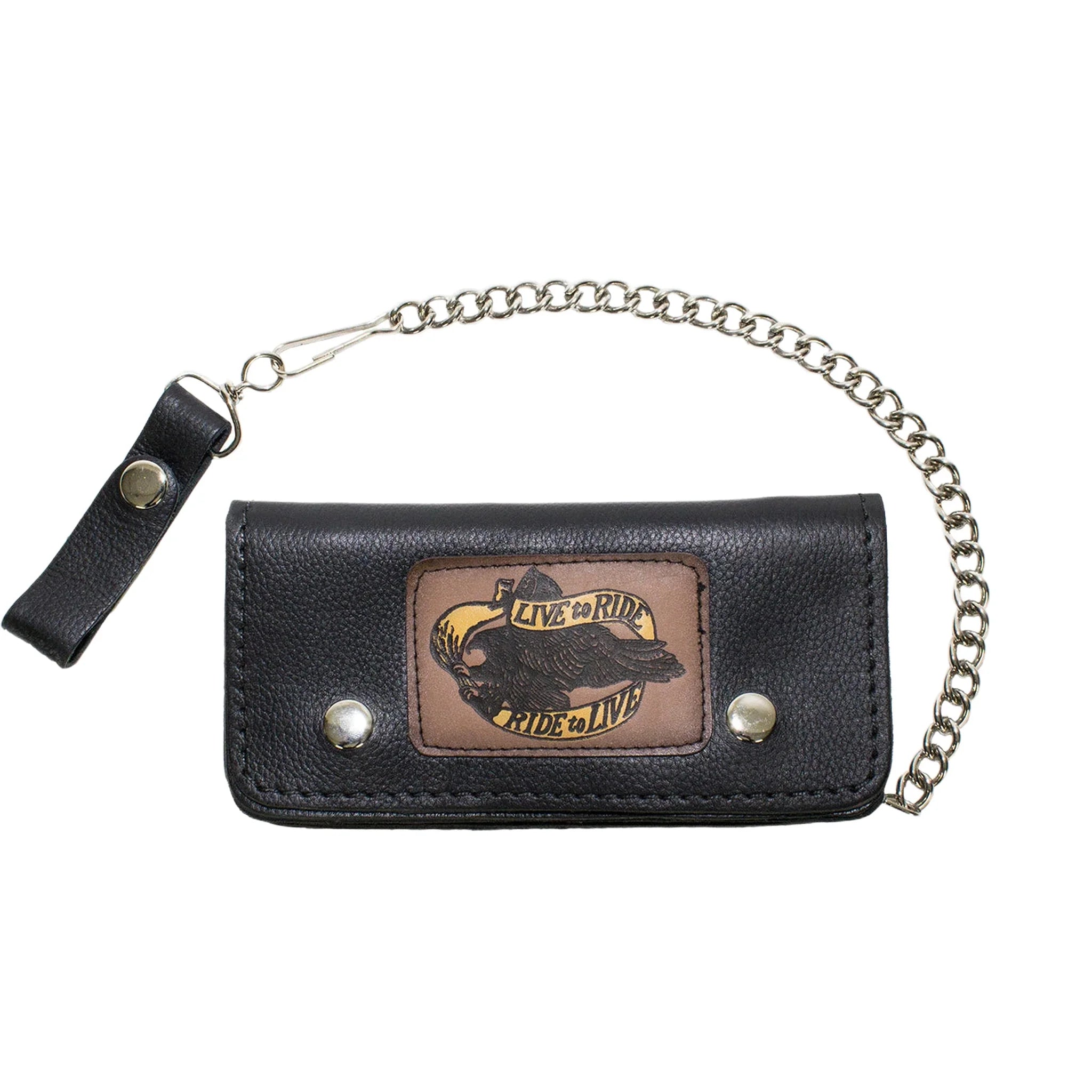 Live To Ride Chain Wallet Dream Apparel Black Leather Eagle Bifold Heavy Duty