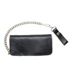 American Pride Chain Wallet Heavy Duty Leather Bifold Rider Wallet Black