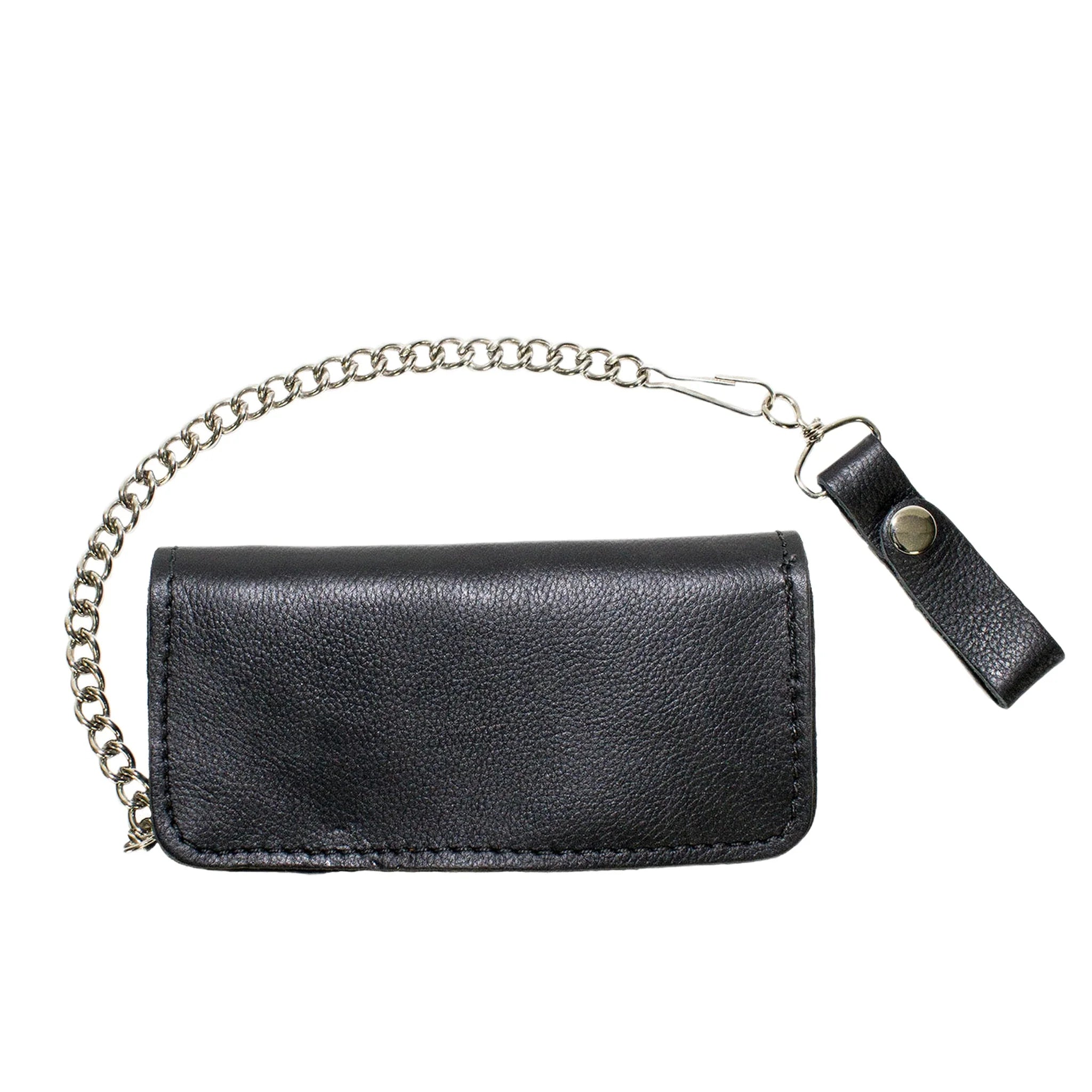 American Pride Chain Wallet Heavy Duty Leather Bifold Rider Wallet Black