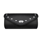 Authentic Black Leather Motorcycle Windshield Bag With Stud