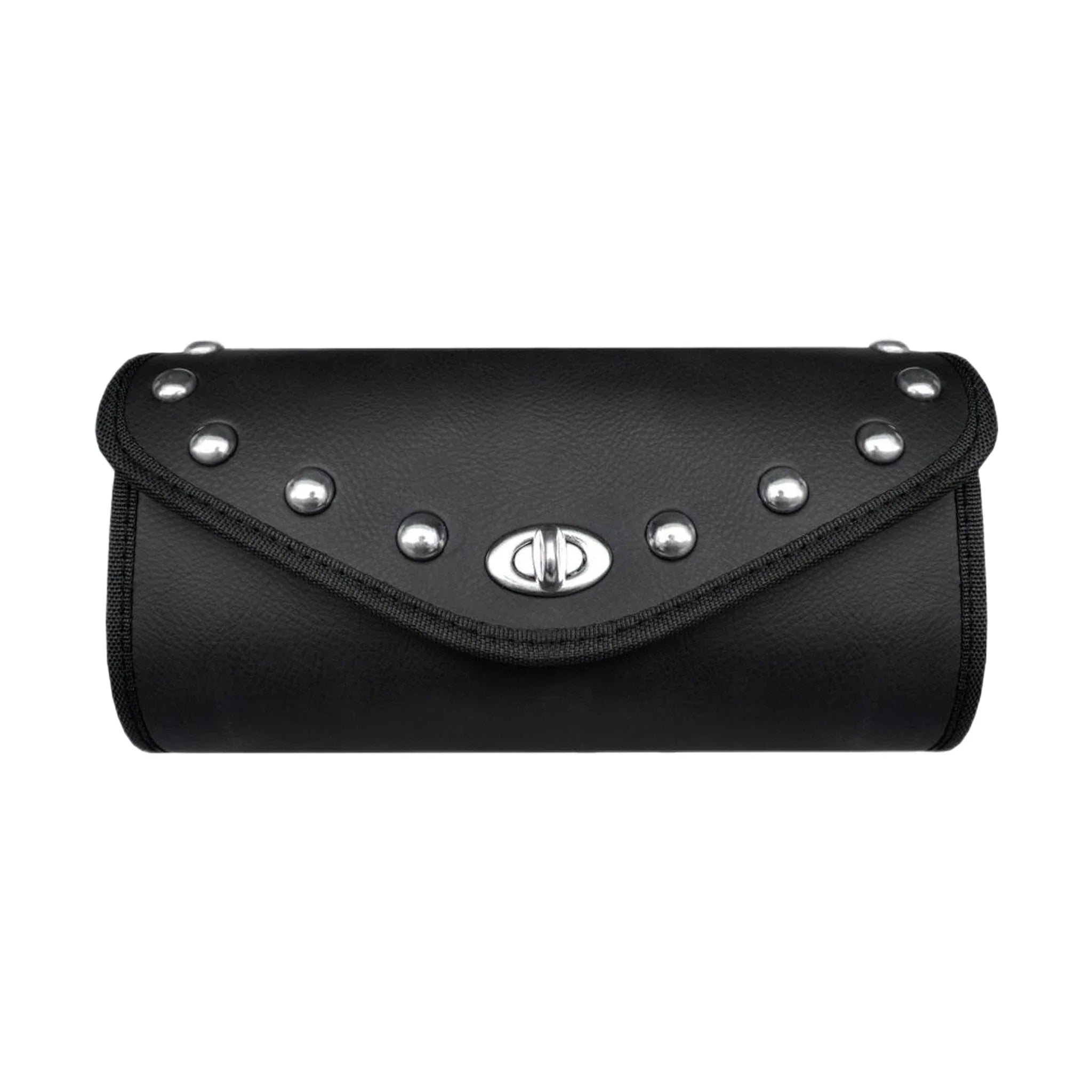 Authentic Black Leather Motorcycle Windshield Bag With Stud