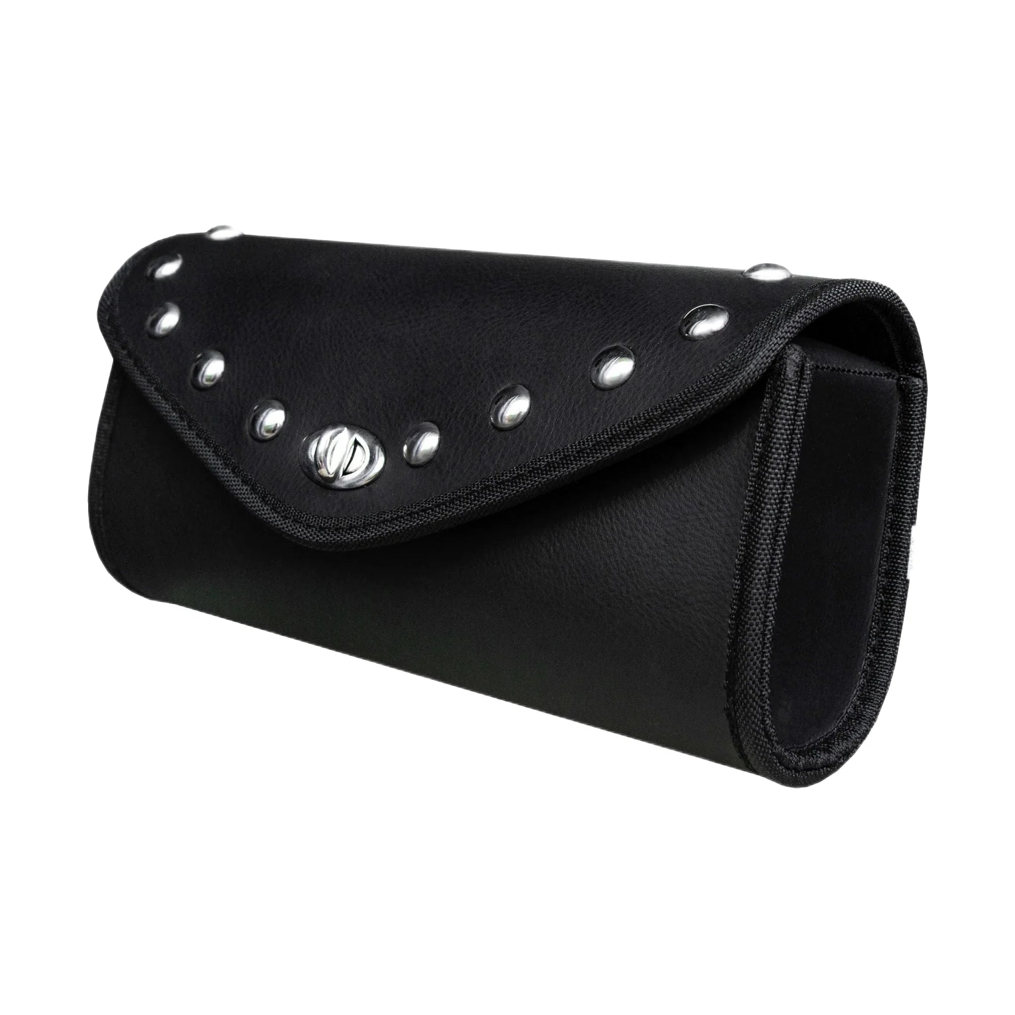 Authentic Black Leather Motorcycle Windshield Bag With Stud