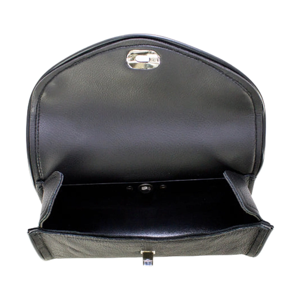 Genuine Black Leather Motorcycle Windshield Bag