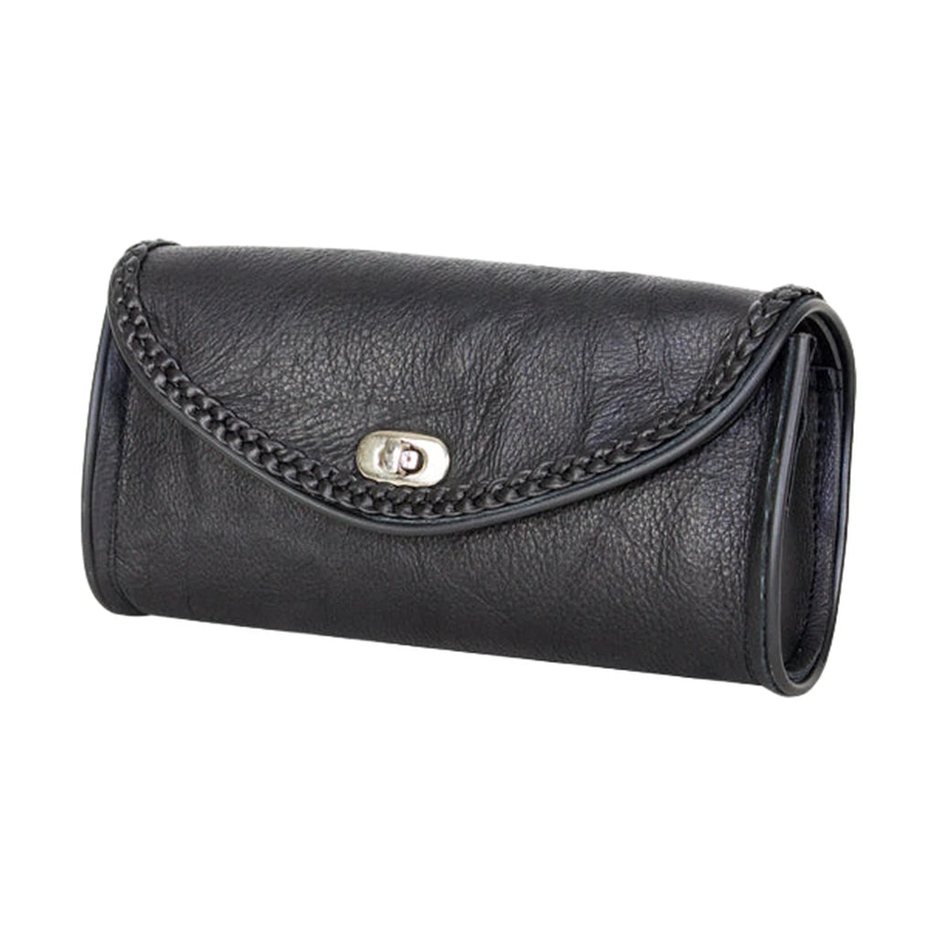 Genuine Black Leather Motorcycle Windshield Bag