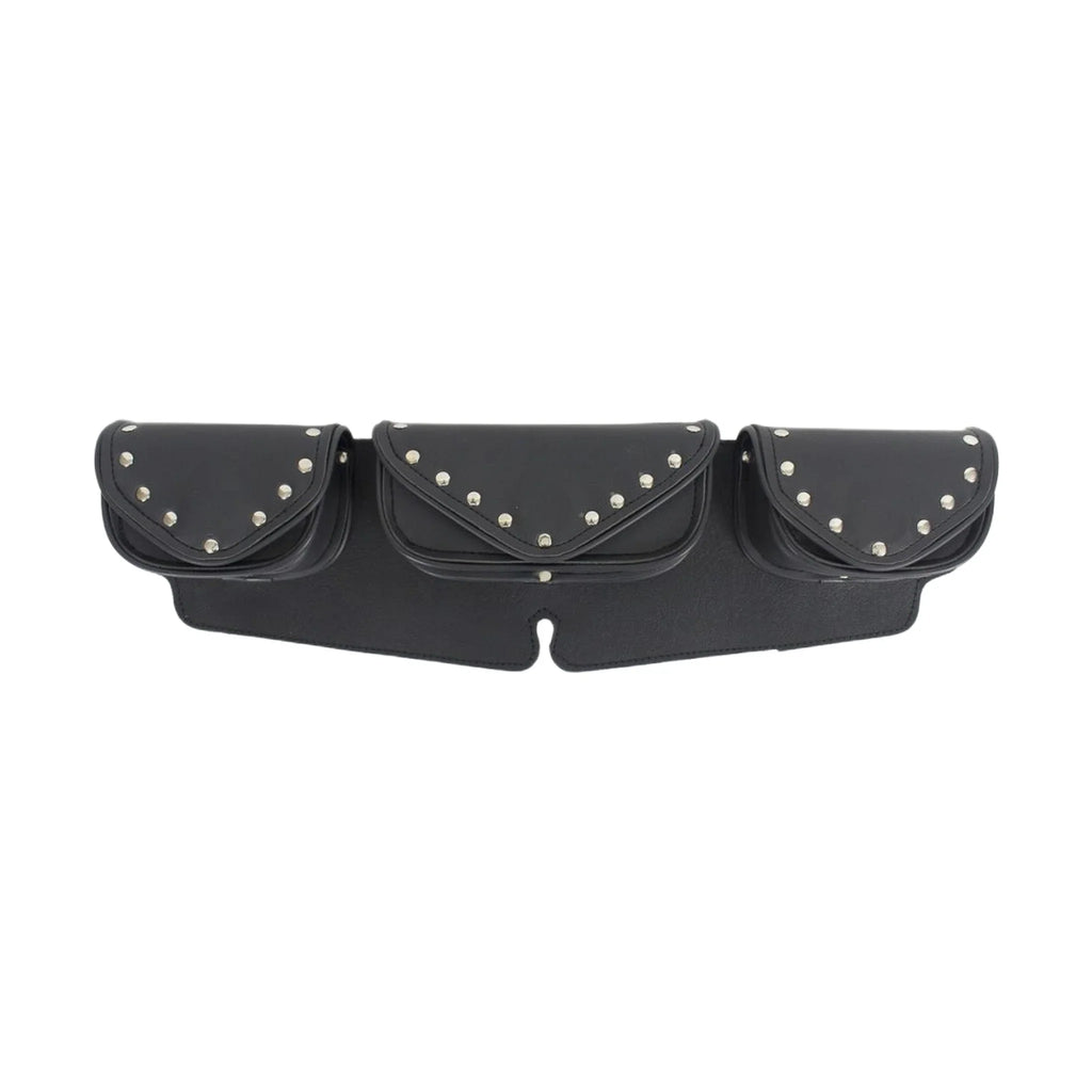 Studded Triple Pocket Motorcycle Windshield Bag