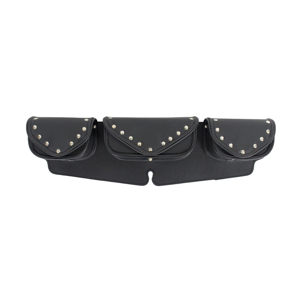 Studded Triple Pocket Motorcycle Windshield Bag