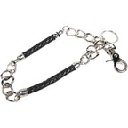 20 Inch Biker Wallet Chain Chrome Steel Two Braided Leather Sections