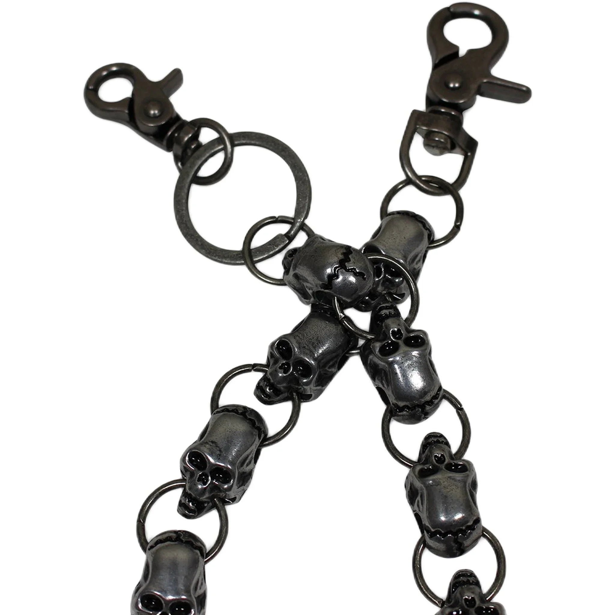 Motorcycle  Wallet Chain With 15 Skulls