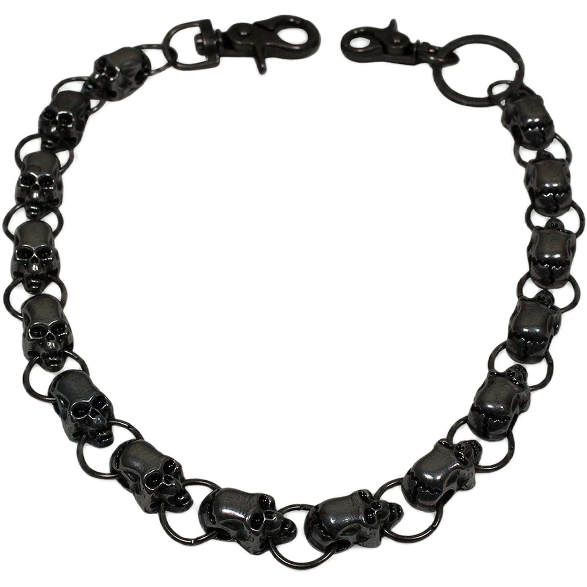 Motorcycle  Wallet Chain With 15 Skulls