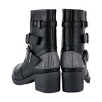 Ladies Zippered Black Multi-Studded Buckle Boots By Dream Apparel