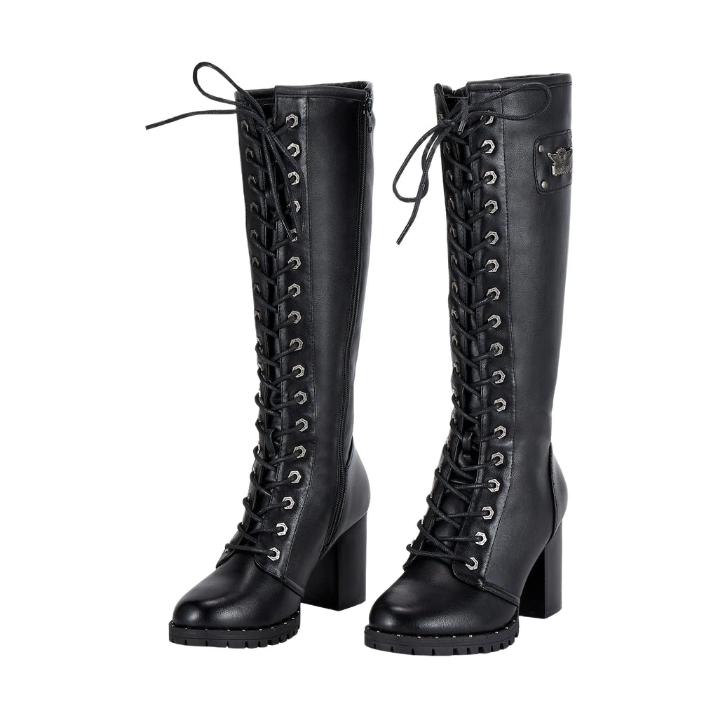 Womens Knee High Laced Boots By Dream Apparel® Zipper on Side