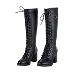 Womens Knee High Laced Boots By Dream Apparel® Zipper on Side