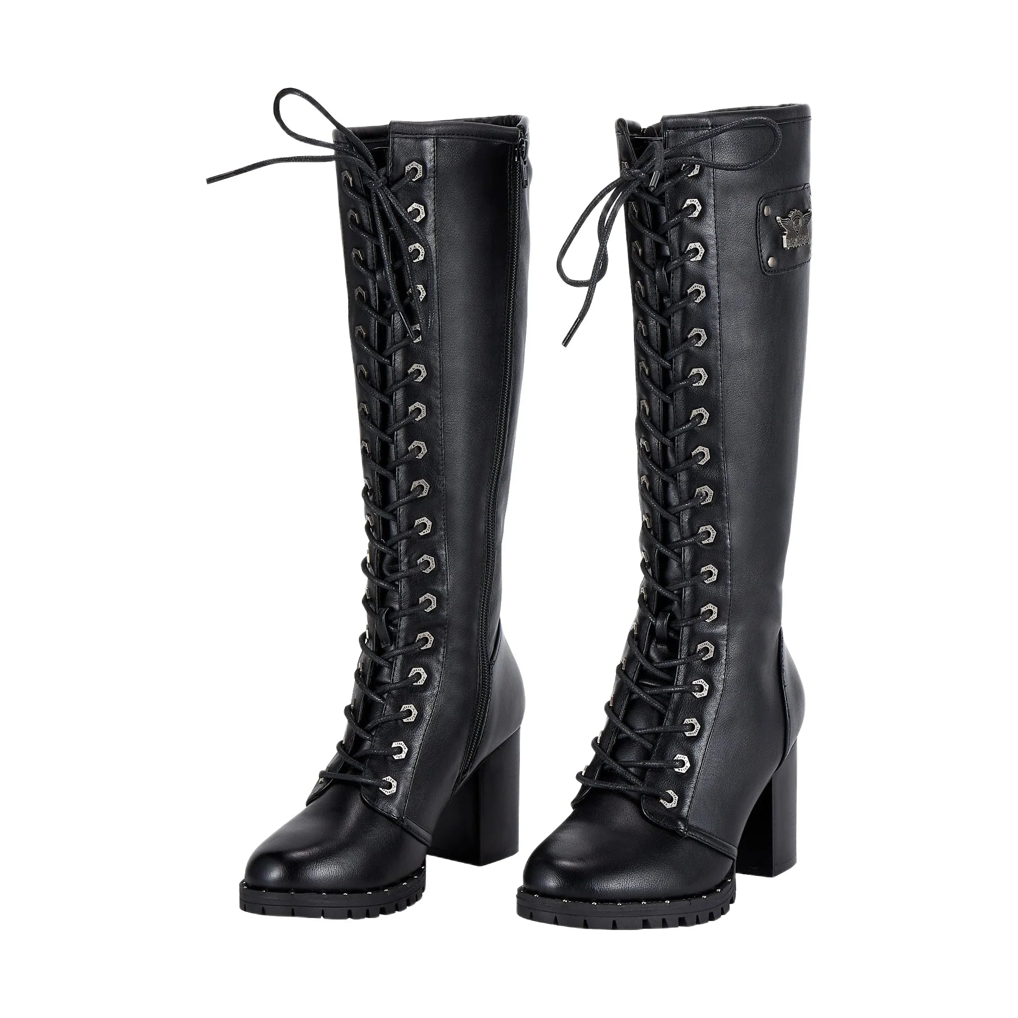 Womens Knee High Laced Boots By Dream Apparel® Zipper on Side