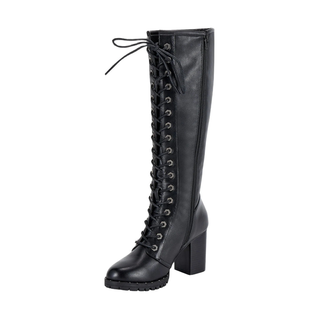 Womens Knee High Laced Boots By Dream Apparel® Zipper on Side