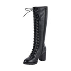 Womens Knee High Laced Boots By Dream Apparel® Zipper on Side