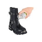 Women Leather Biker Boots,  Straps & Ring on Ankle