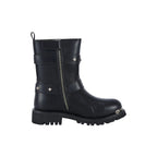 Women Leather Biker Boots,  Straps & Ring on Ankle