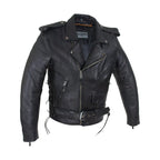 Mens Classic Police Style Motorcycle Jacket Dream Apparel Genuine Leather Zipout Lining Concealed Gun Pockets