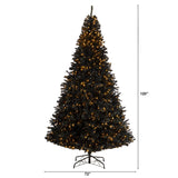 10' Black Christmas Tree Pre-Lighted With 950 LED Lights And 3056 Tips