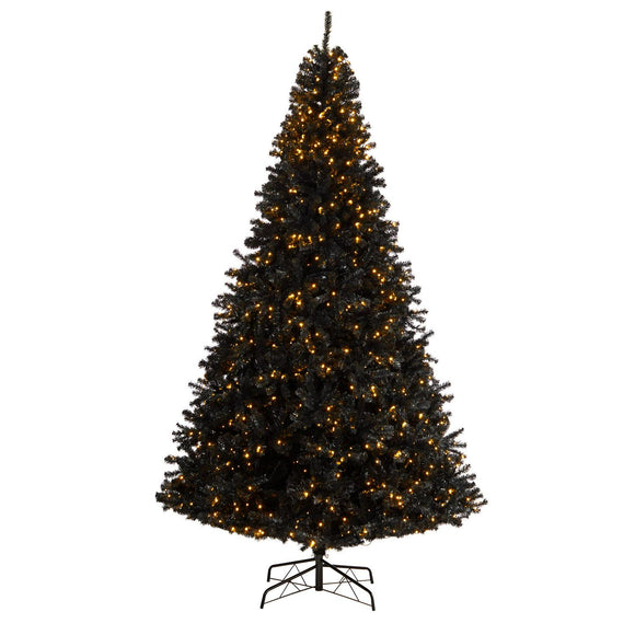 10' Black Christmas Tree Pre-Lighted With 950 LED Lights And 3056 Tips