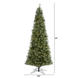 10' Cashmere Slim Xmas Tree W/750 Lights And 1980 Tips