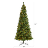 10' White Mountain Pine Christmas Tree 850 LEDs And Pine Cones