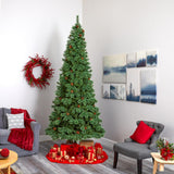 10' White Mountain Pine Christmas Tree 850 LEDs And Pine Cones