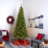 10' White Mountain Pine Christmas Tree 850 LEDs And Pine Cones