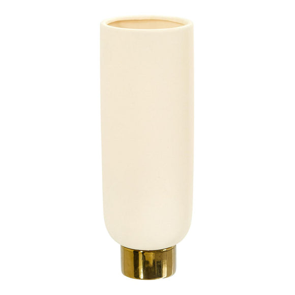 12.75” Elegance Ceramic Cylinder Vase With Gold Accents