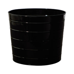 12” Farmhouse Black Metal Ribbed Planter