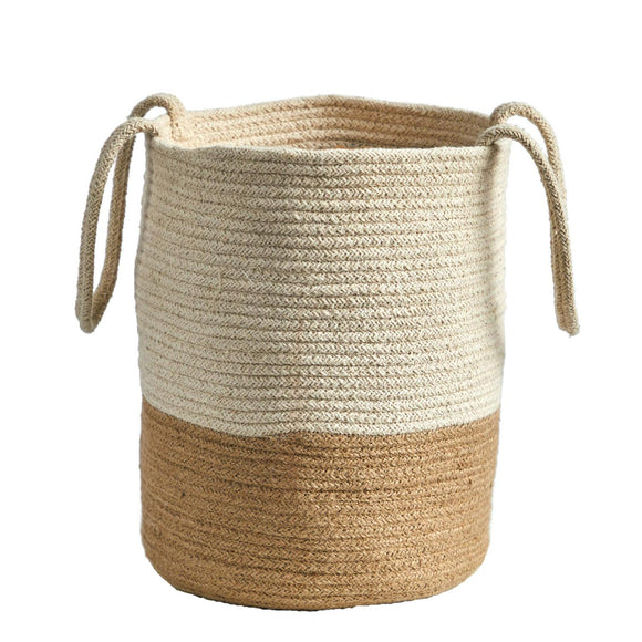 12” Handmade Natural Cotton Woven Basket