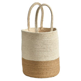 12” Handmade Natural Cotton Woven Basket