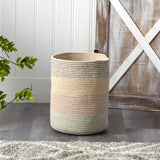 12” Handmade Natural Cotton Multicolored Woven Basket