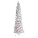 12' Slim White Christmas Tree With 1100 Lights And 3235 Tips