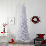 12' Slim White Christmas Tree With 1100 Lights And 3235 Tips