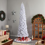 12' Slim White Christmas Tree With 1100 Lights And 3235 Tips