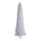 12' Slim White Christmas Tree With 1100 Lights And 3235 Tips