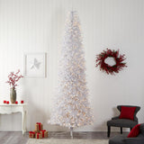 12' Slim White Christmas Tree With 1100 Lights And 3235 Tips