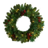 20" Christmas Wreath With 110 Tips And 35 Lights