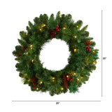 20" Christmas Wreath With 110 Tips And 35 Lights