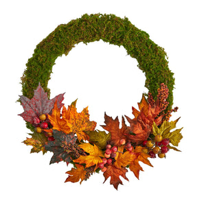 20"" Fall Maple Leaf And Berries Artificial Autumn Wreath