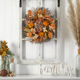 22" Autumn Dahlia And Berries Artificial Fall Wreath