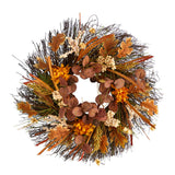 22" Autumn Dahlia And Berries Artificial Fall Wreath